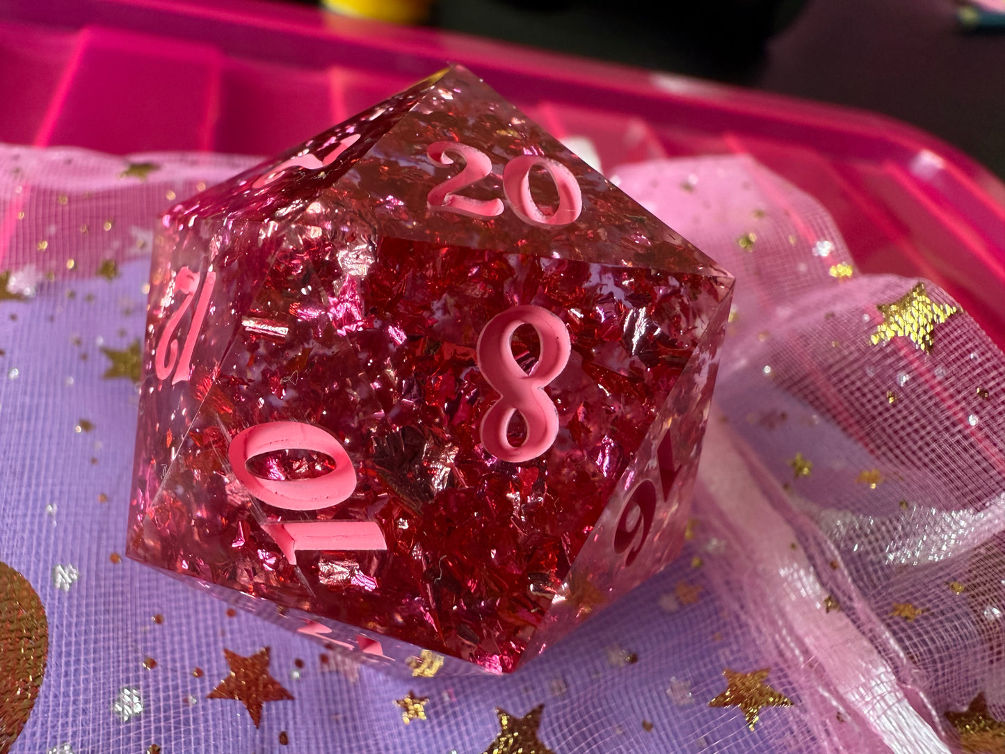 Pink foil 8pc Dice Set