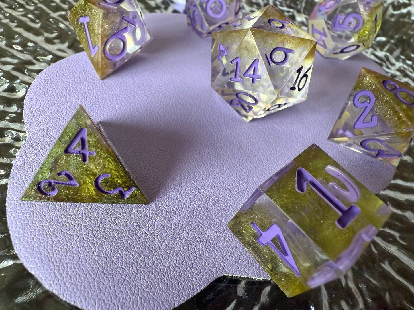 Mossy Green and Purple 7pc Dice Set