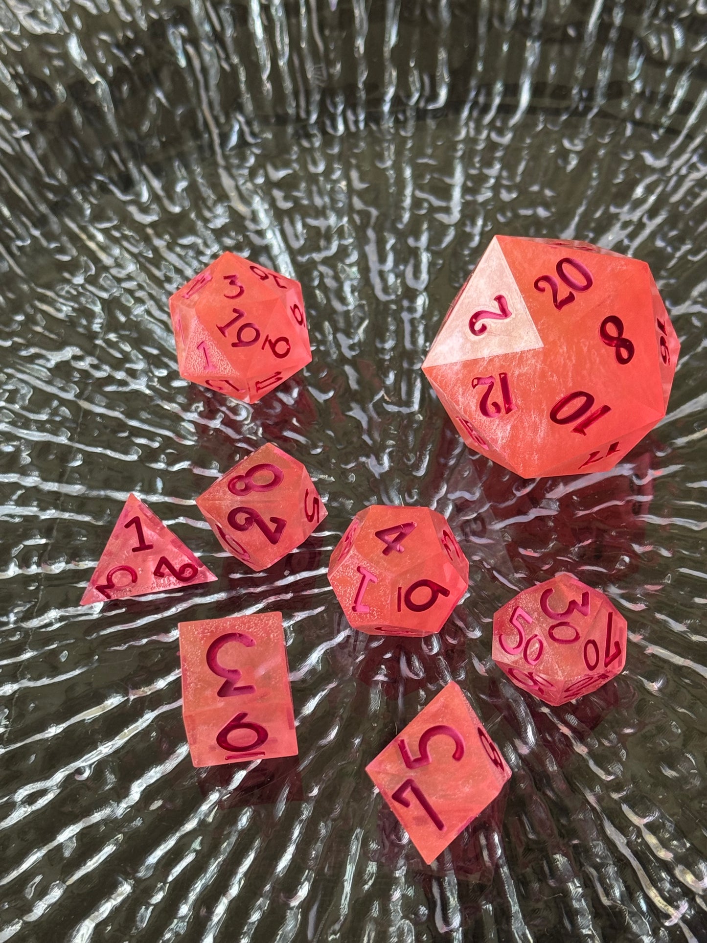 Peaches and Pink 8pc Dice Set