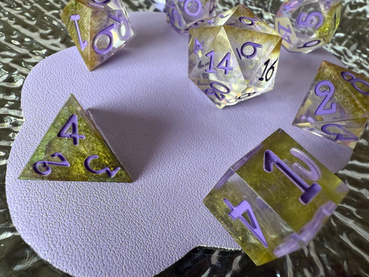 Mossy Green and Purple 7pc Dice Set