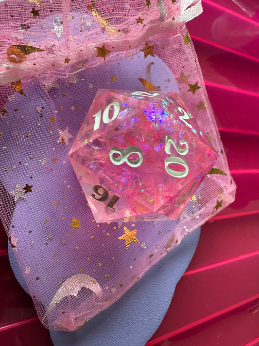 Pink holographic foil Oversized D20