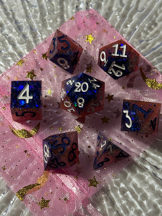 Blue Bubblegum 7pc Dice Set