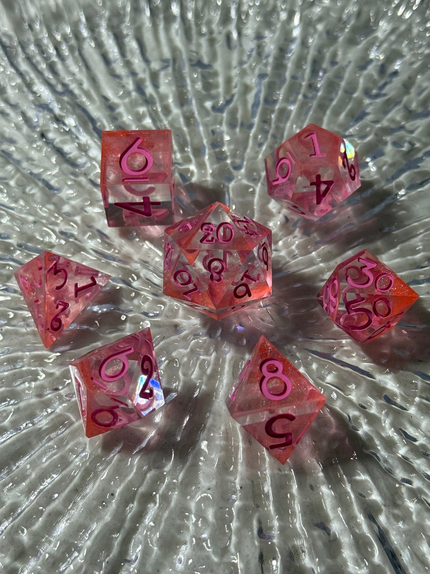 Peachy Pink 7pc Dice Set