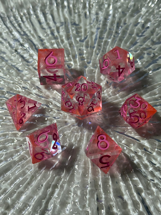 Peachy Pink 7pc Dice Set