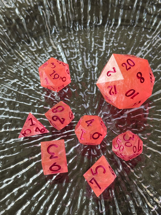 Peaches and Pink 8pc Dice Set