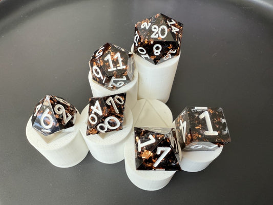 Black and Rose Gold 7pc Dice Set