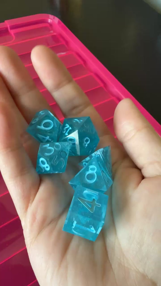 Clear Blue 6pc Dice Set